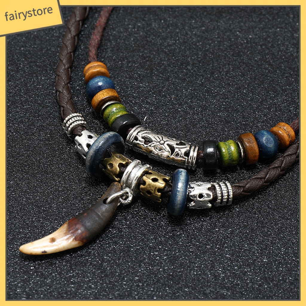 Vòng cổ Giả Da Nhiều Lớp Phong Cách Retro Vintage Thời Trang Cho Nam [Fairy1]