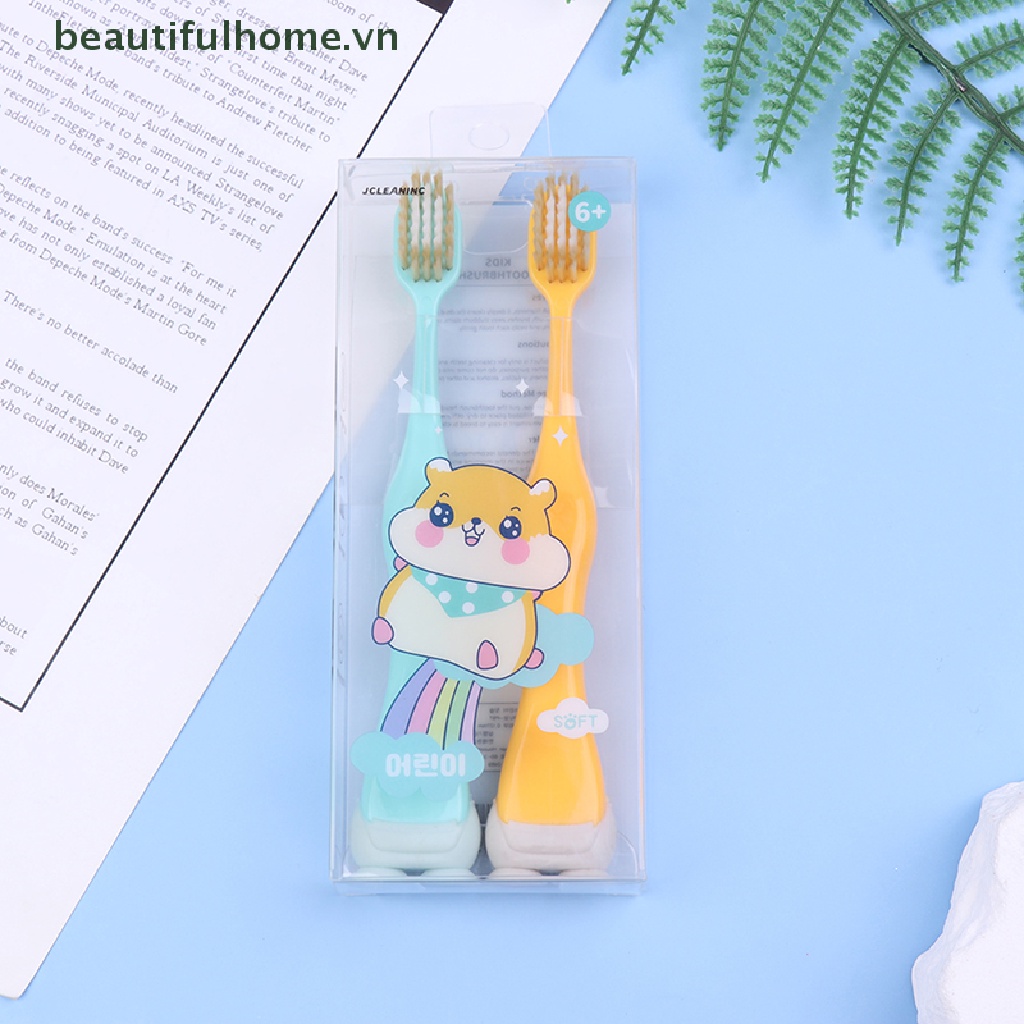 Bộ 2 Bàn Chải Đánh Răng Lông Mềm Có Giác Hút Dành Cho Bé 3-12 Tuổi