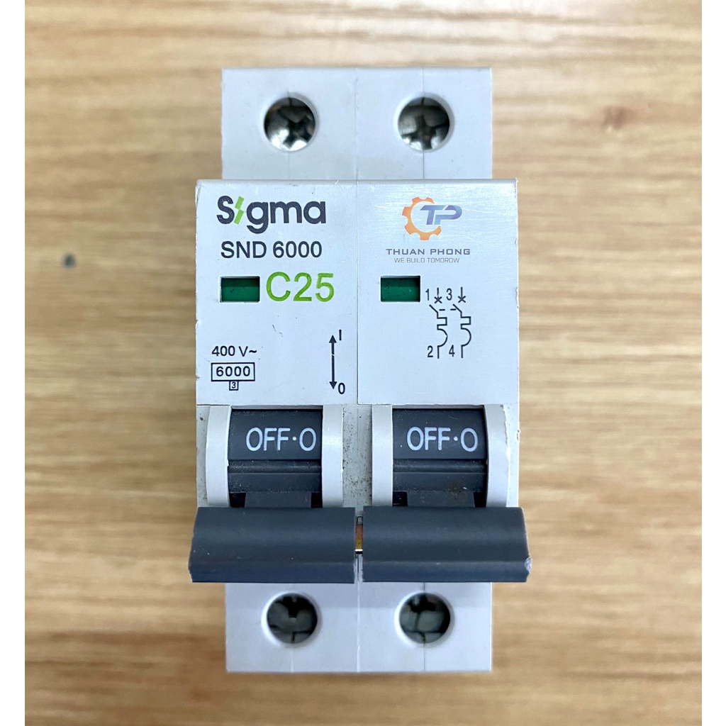 Cầu dao Sigma MCB loại SND6000, 2P, dòng cắt 6kA
