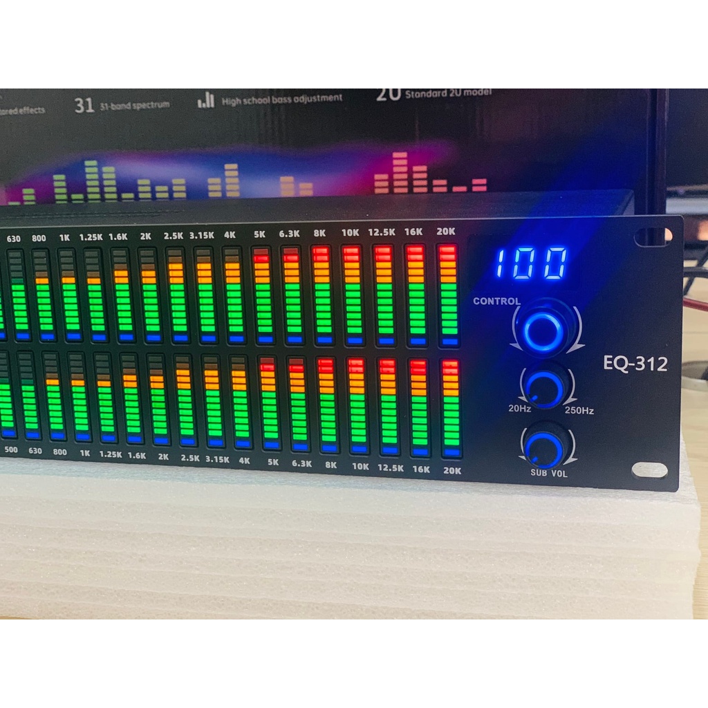 Lọc xì số equalizer Fedyco EQ312, 62 dải tần xử lý âm thanh chuyên nghiệp, Dùng cho karaoke gia đình, phòng hát