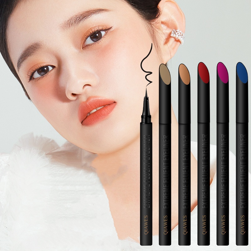 Bút Kẻ Mắt Dạng Lỏng Qiwes Màu Đen / Nâu Ngòi 0.1mm Chống Thấm Nước Lâu Trôi