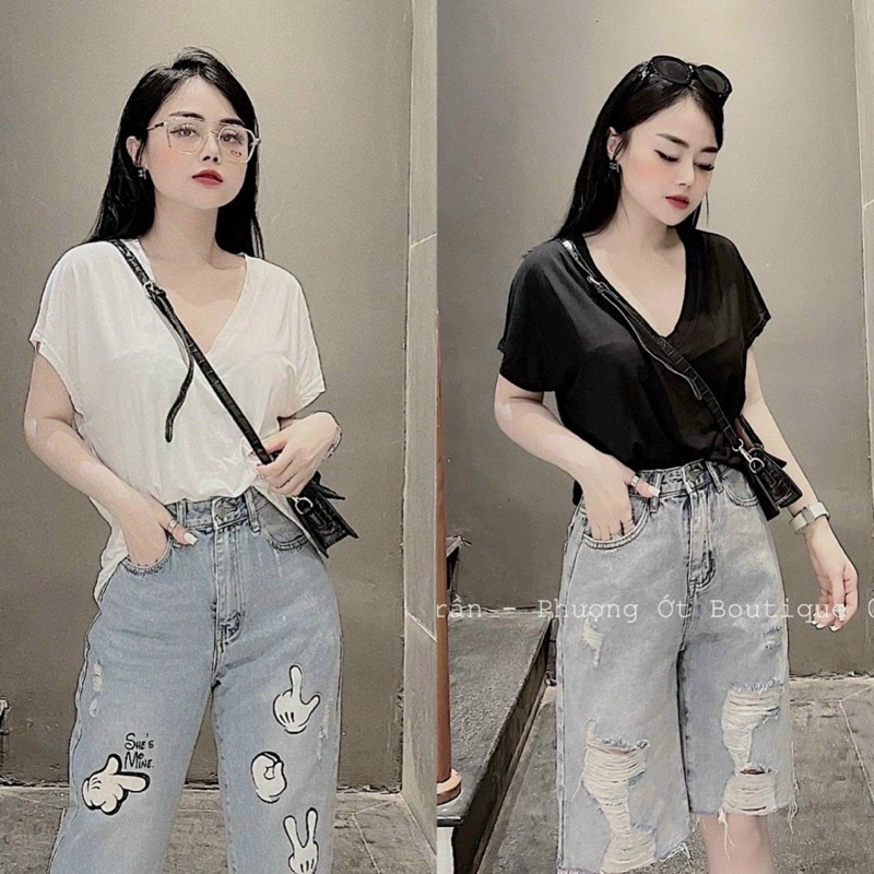 [227] Áo phông cổ V đơn giản mix (kèm ảnh thật)