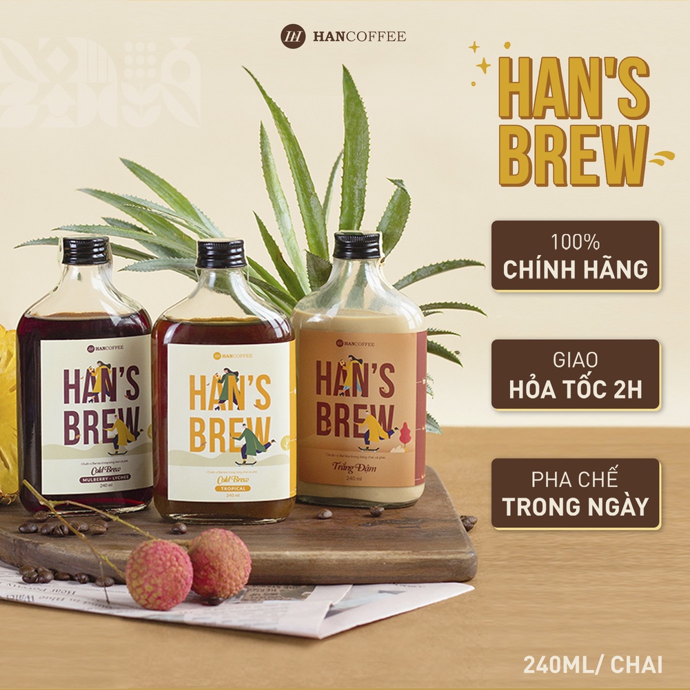 Cà phê đóng chai Cold Brew HANCOFFEE tiện lợi, chất lượng