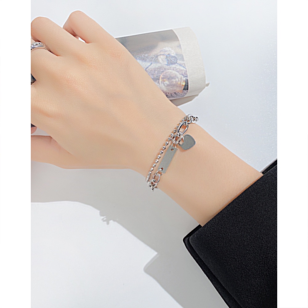 Vòng Tay Hai Lớp Bằng Thép Không Gỉ Hình Vuông Cá Tính