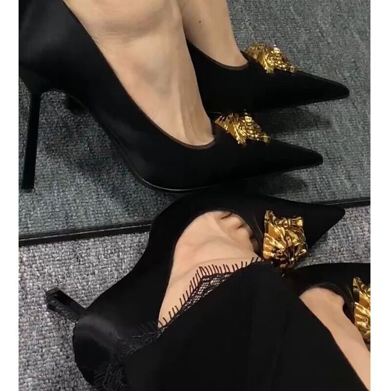 Design pointed top excellent high-end thin heel cut men's sexy European and American catwalk high-heeled shoes women's 2023 single shoes ZF8R