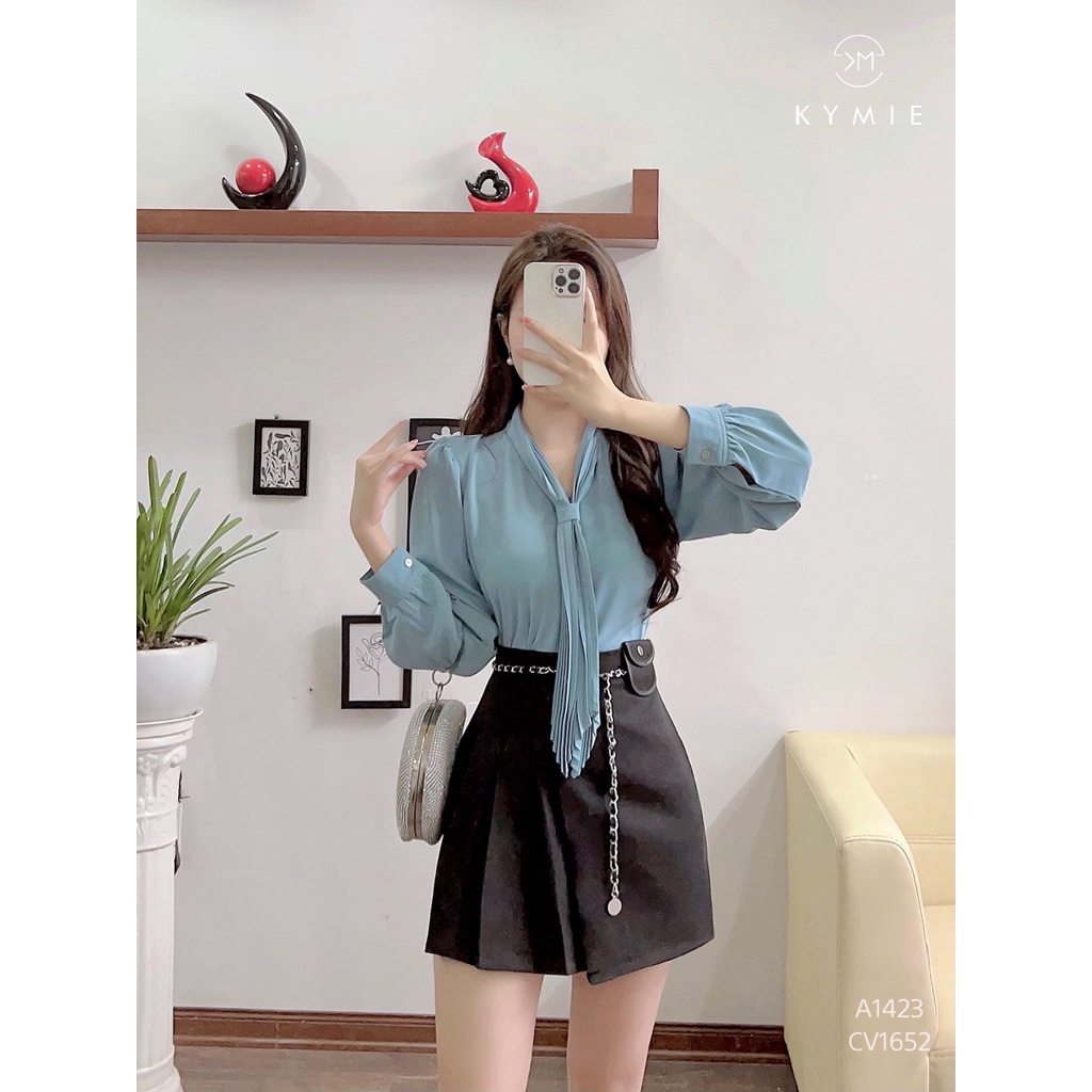 Sơ mi vạt dập ly tiểu thu thanh lịch A1423