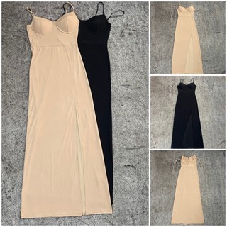 Đầm hai dây maxi Love J thun lạnh xẻ đùi hàng vnxk 0061