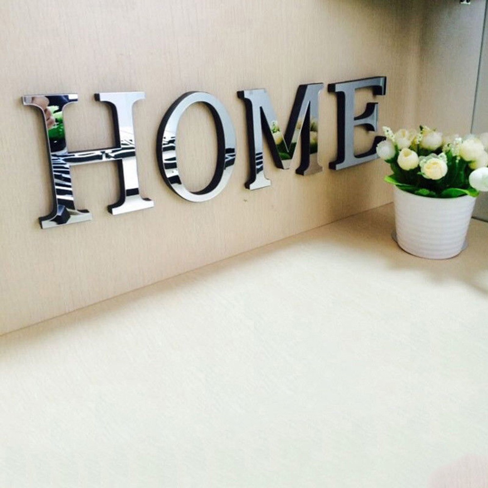 Set 26 Chữ Cái 3D Tráng Gương Dán Tường Trang Trí Nhà Cửa Phong Cách Hiện Đại