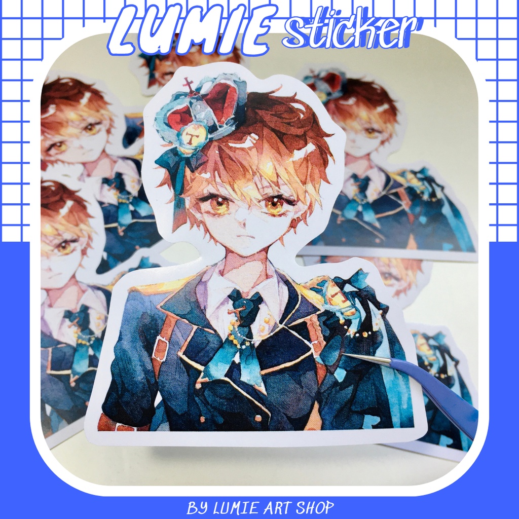 Sticker nhân vật minh hoạ màu nước kích cỡ a6-a7