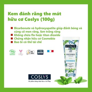 Kem đánh răng the mát bạc hà Coslys chứng nhận hữu cơ Ecocert