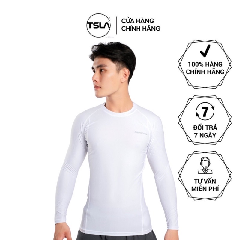 Áo thể thao tập gym nam combat DEVOPS dài tay ôm body chất thun co giãn đá bóng rổ work out bơi chạy bộ DET1003