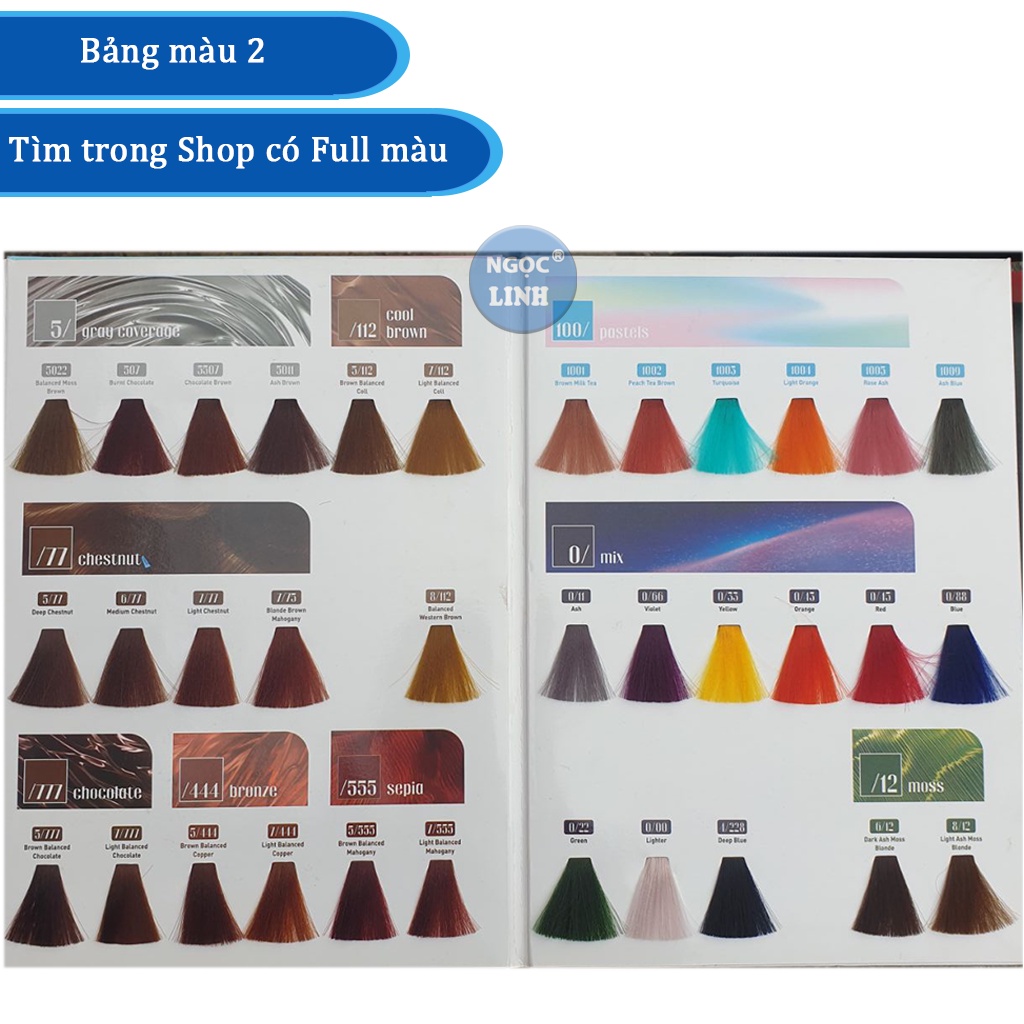 Màu nhuộm Bomane, thuốc nhuộm Bomane 100ml chuẩn bền màu chính hãng Bảng màu 2