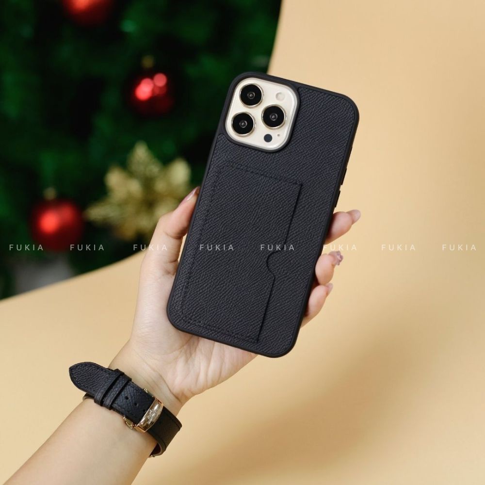 Ốp da thủ công khe thẻ ngang Epsom màu 7-11 dành cho IPhone 14/14Pro/14Promax/13/13Pro/13Promax/12/12Pro/12Prm ODTC141