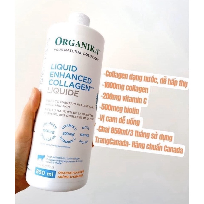 COLLAGEN DẠNG NƯỚC CAO CẤP ORGANIKA 850ml- ngày 2 muỗng- 3 tháng sử dụng