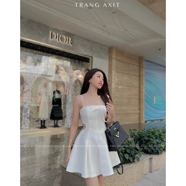 ĐẦM DÂY TRẮNG VIỀN REN EO