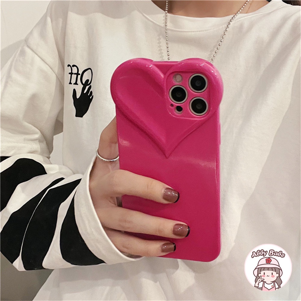 Ốp Điện Thoại TPU Mềm Chống Mồ Hôi Họa Tiết Trái Tim Màu Hồng Cho IPhone 14 Pro Max 13 12 11 Pro Max