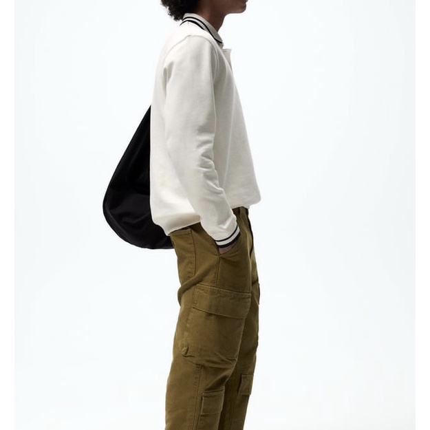 Áo polo nam dài tay Zara authentic COLOUR BLOCK WITH RIBBED TRIMS size S