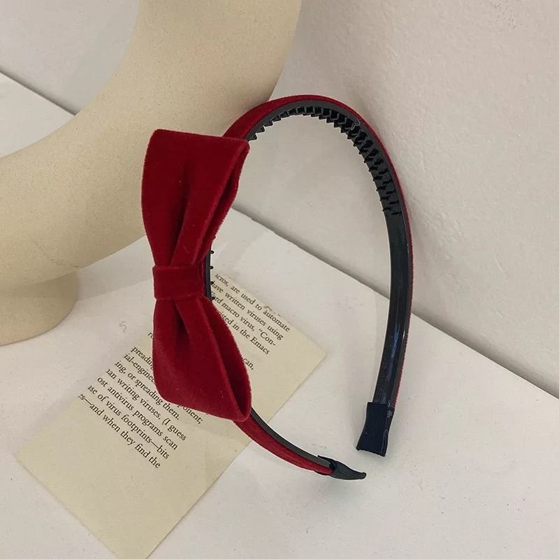 Dây Cột Tóc Co Giãn Bằng Nhung Màu Đỏ Thanh Lịch