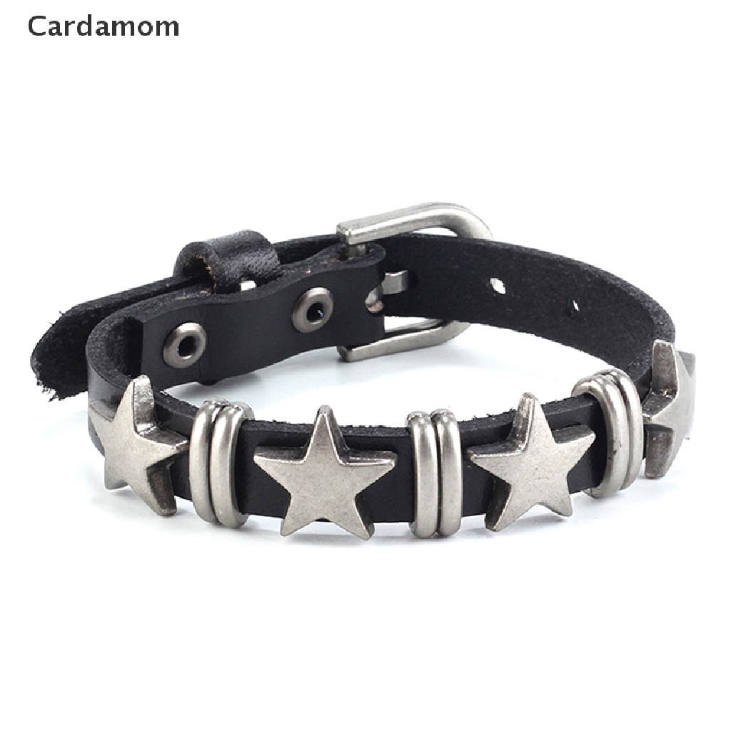 {CARDA} Vòng Tay Da Giả Đính Đinh Tán Bằng Hợp Kim Có Thể Điều Chỉnh Phong Cách Punk Goth Cho Nam Và Nữ {Cardamom}