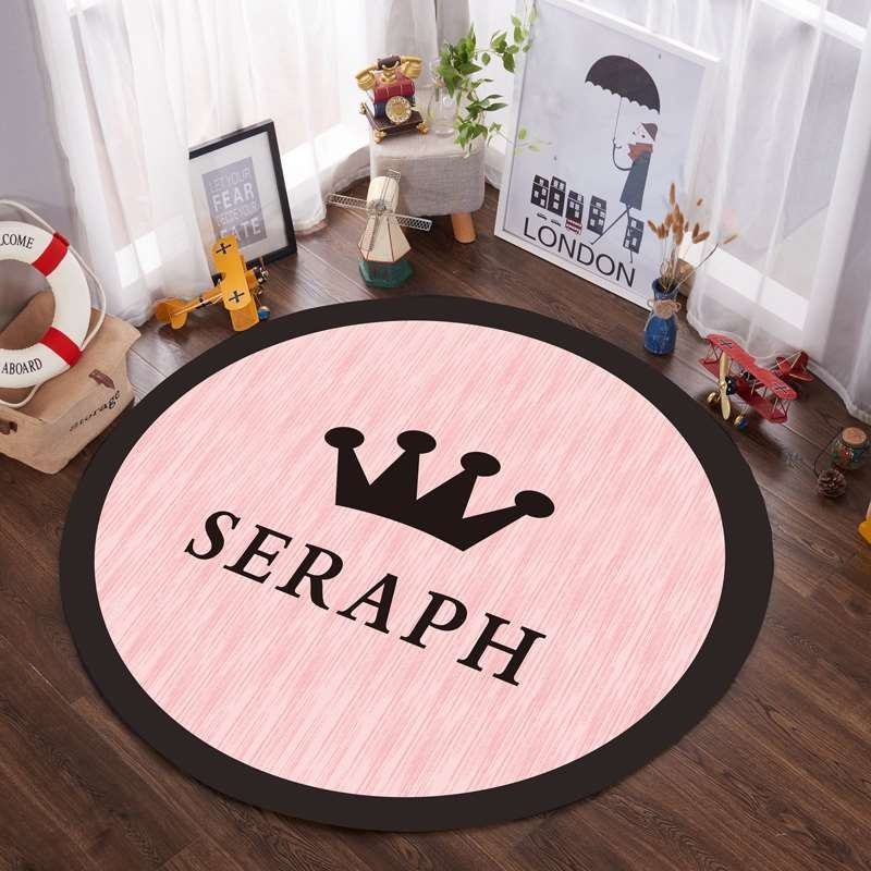 Thảm Tròn Lót Sàn Phòng Khách / Phòng Ngủ Chống Trượt Không Thấm Nước In Hoạt Hình Dễ Thương