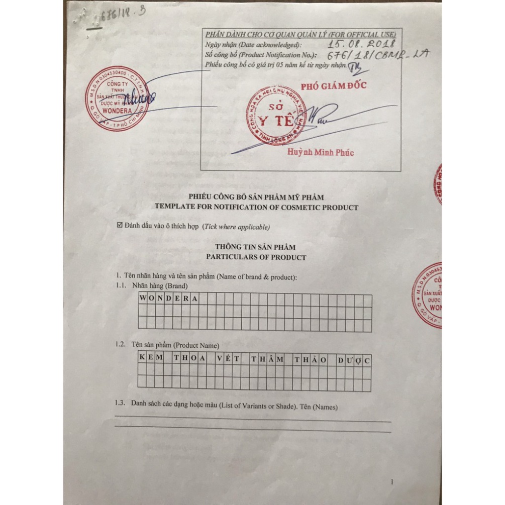 Chính hãng Kem Thoa Vết Thâm Thảo Dược Wondera