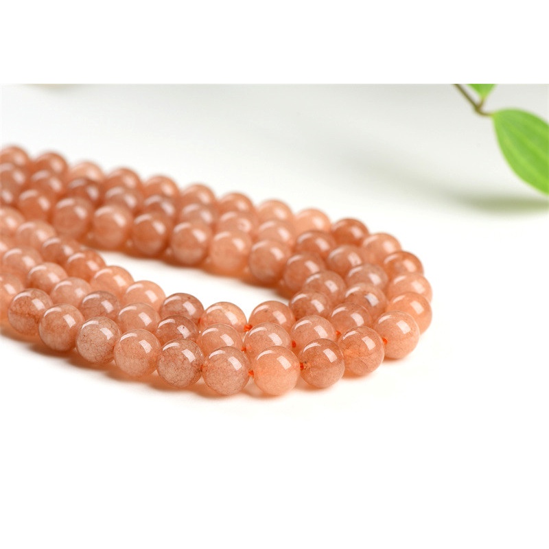 █diy●Chuỗi Hạt Đá Chalcedony Tròn Màu Cam Ánh Trăng Chalcedony Dùng Làm Trang Sức
