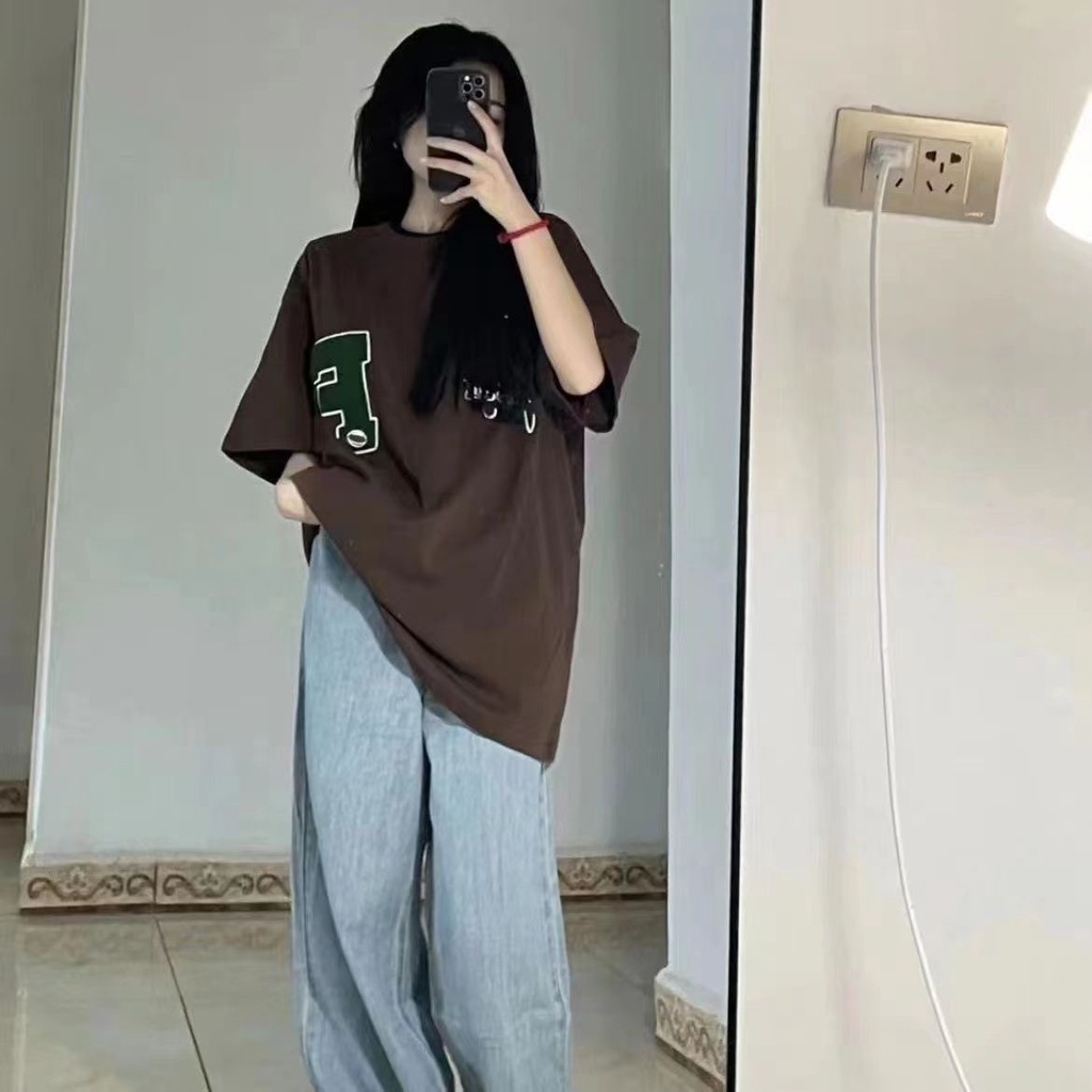 COZOK Áo Thun Tay Ngắn Dáng Rộng In Hình Thời Trang Kiểu Vintage