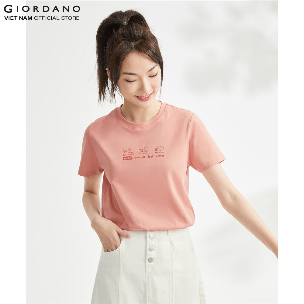 Áo Thun Nữ Ngắn Tay In Hình Printed Tee Giordano 05393211