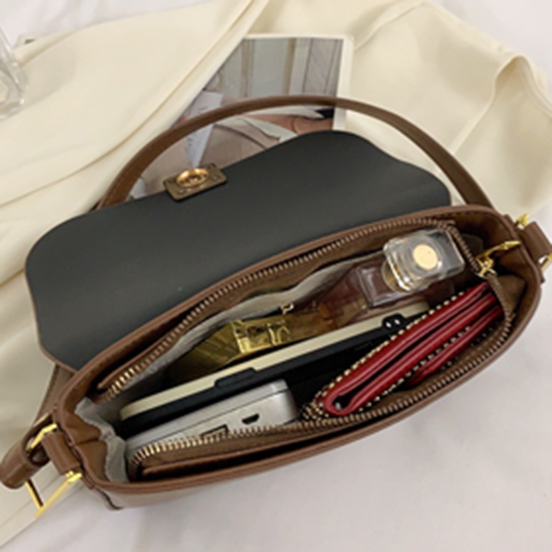 Túi đeo chéo IELGY màu trơn phong cách retro thời trang đơn giản dành cho nữ