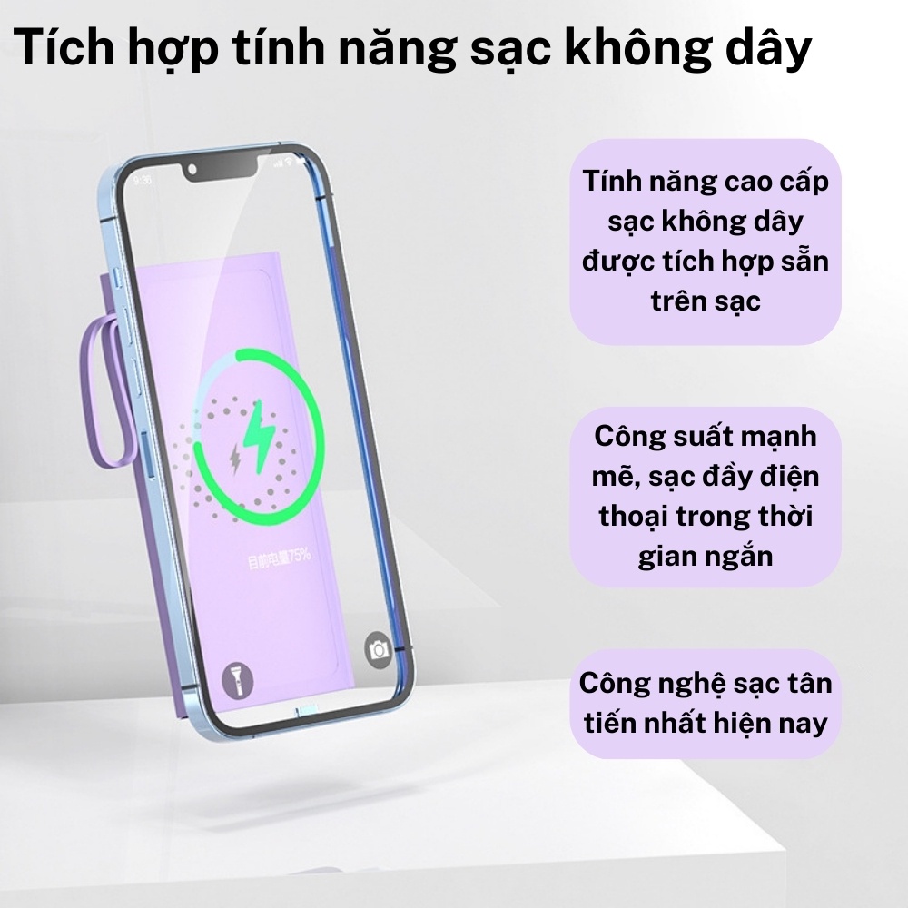 Sạc dự phòng không dây Mobifone 20000mah, sạc siêu nhanh, sạc đồng thời 6 thiết bị, có đèn Led chiếu siêu sáng