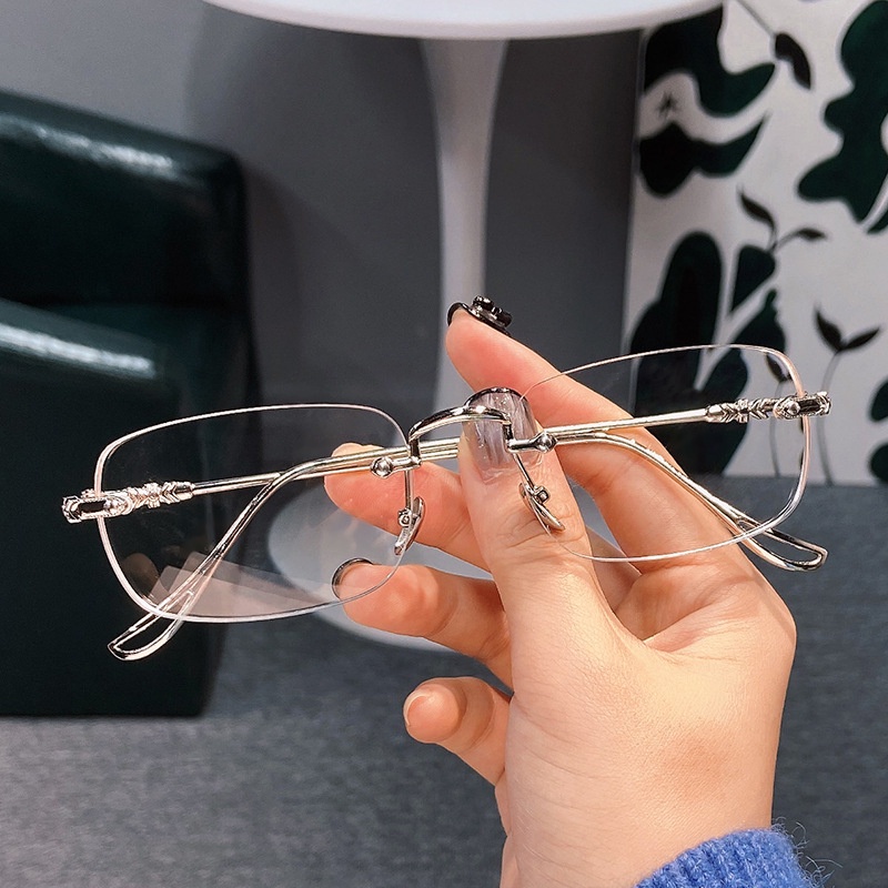 Mắt Kính Không Gọng Trong Suốt Chống Bức Xạ Và Ánh Sáng Xanh Thời Trang Phong Cách Hàn Quốc Cho Nữ