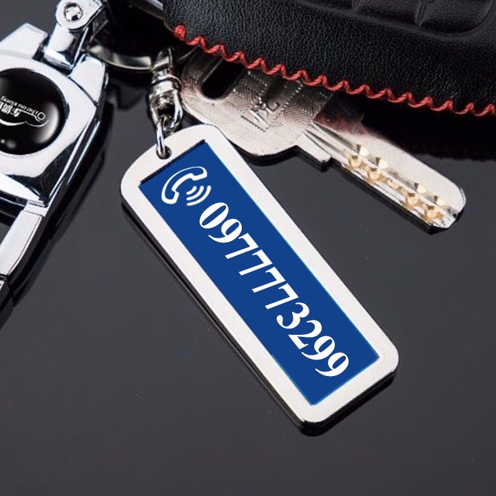 Móc Chìa Khóa Kim Loại đính đá - Khắc Laser Theo Yêu Cầu