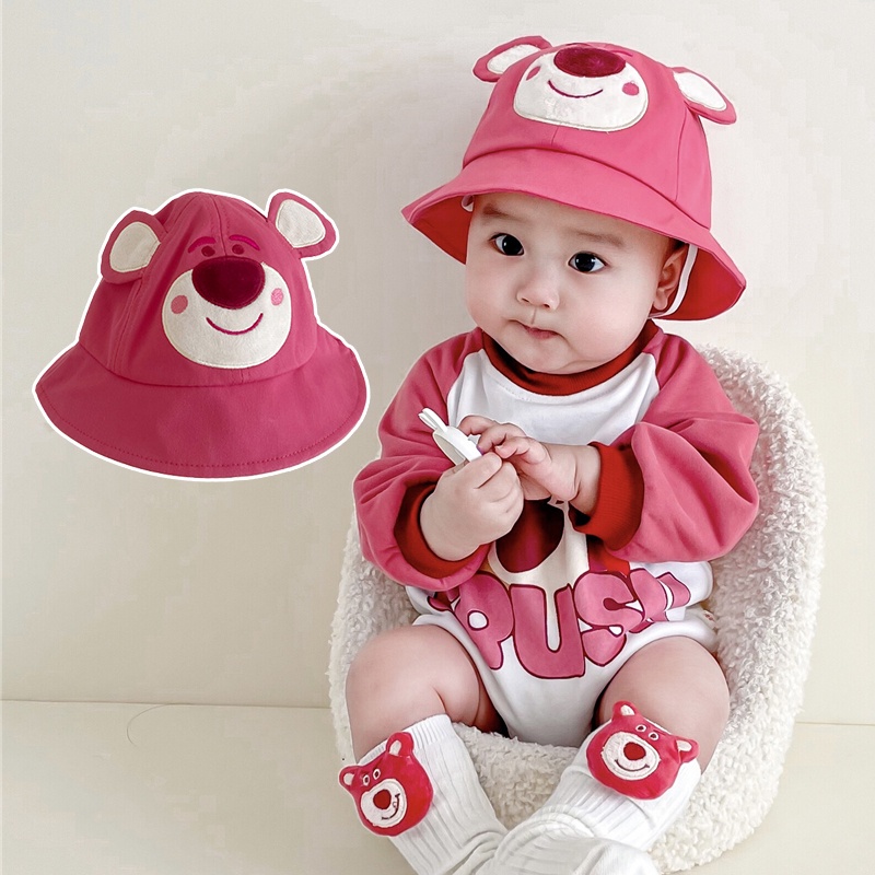 Nón Tai Bèo Chống Nắng Họa Tiết Gấu Hoạt Hình Dễ Thương Cho Bé