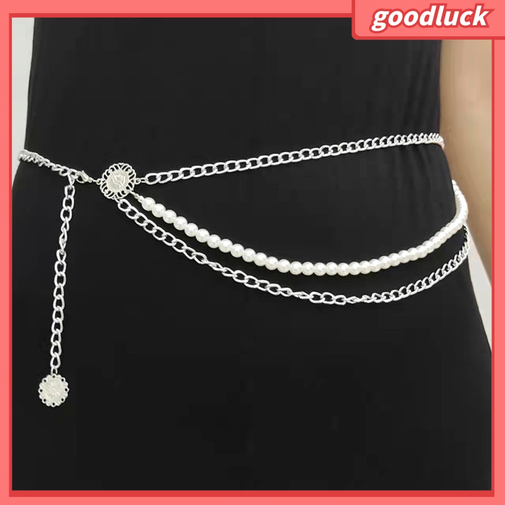 |Đồ Chơi GODK GODK Độc Đáo| Dây Thắt Lưng Nhiều Lớp Đính Ngọc Trai Nhân Tạo Đơn Giản Phong Cách Vintage Cho Nữ