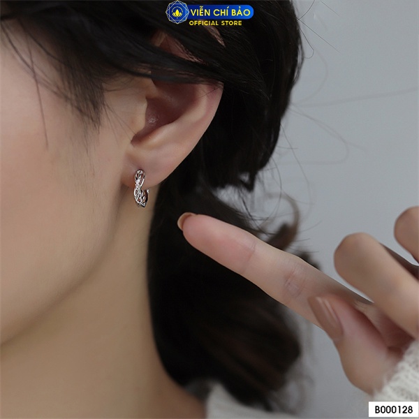 Bông tai tròn chéo chất liệu bạc Thái 925 thời trang phụ kiện trang sức nữ Viễn Chí Bảo B000128