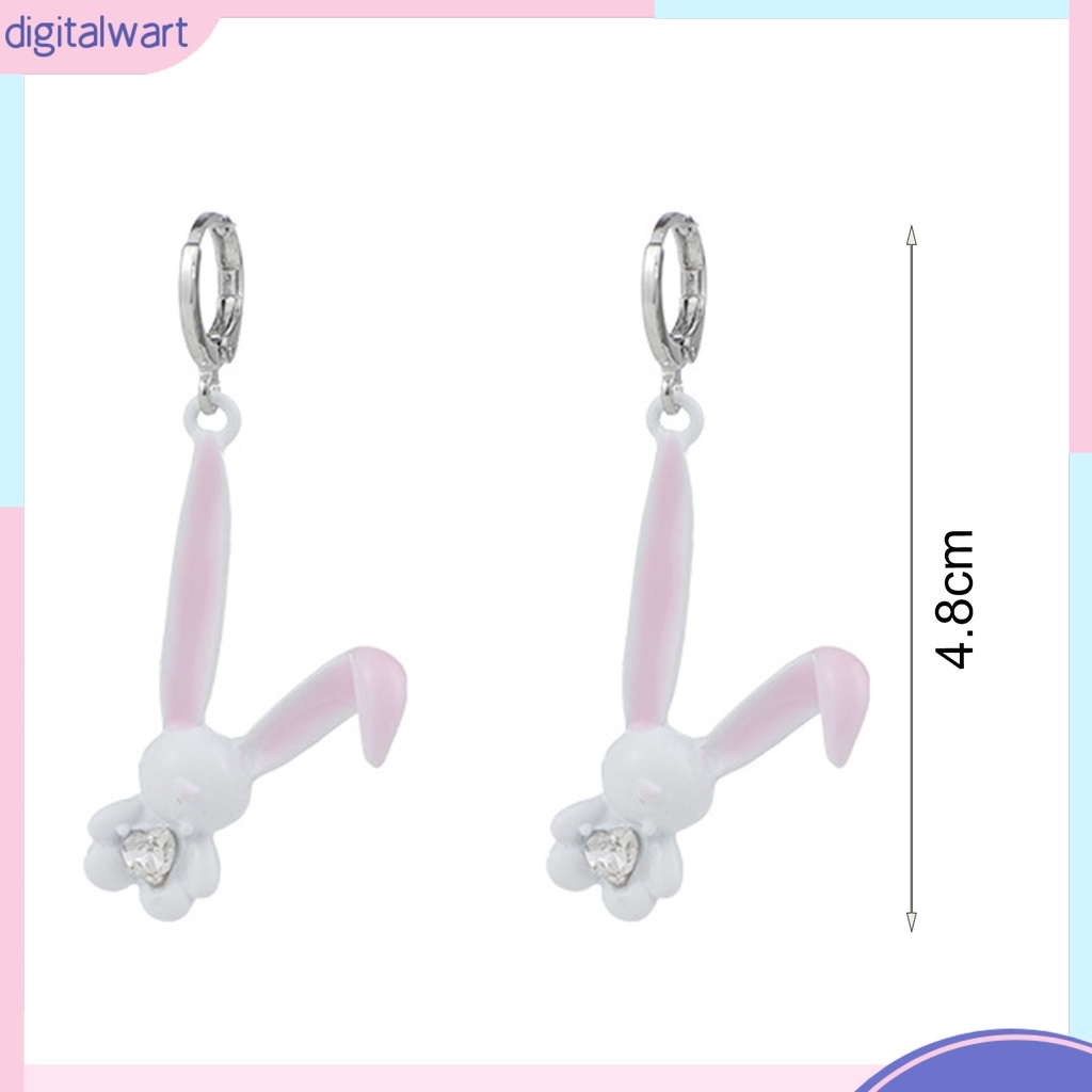 1 Đôi Bông Tai Hình Thỏ Hoạt Hình Đính Đá Ngọt Ngào Phong Cách Hàn Quốc