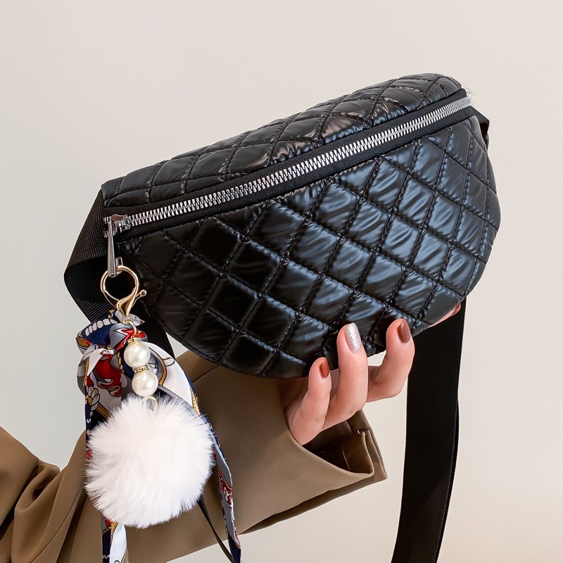 Túi Đeo JASMIN NOIR Chéo Ngực Nhồi Bông Kẻ Sọc Caro Vui Nhộn Cho Nữ