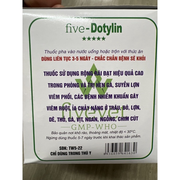 1 gói FIVE-DOTYLIN 10g - hen, suyễn, viêm phổi, nhiễm khuẩn