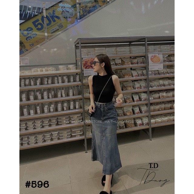 CHÂN VÁY JEANS ĐUÔI CÁ XẺ TRƯỚC