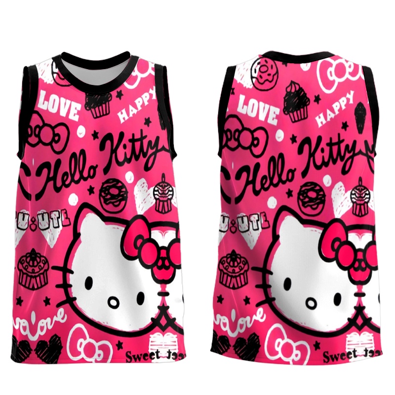 Áo Bóng Rổ Không Tay In Hình Hello Kitty Thời Trang Cho Nam