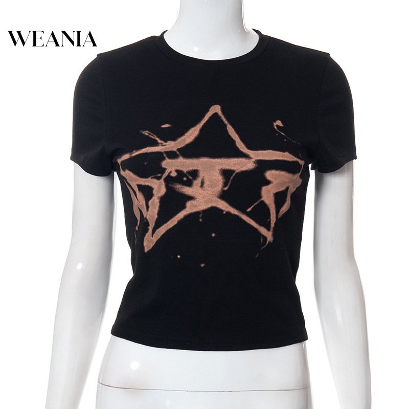 Áo thun WEANIA ngắn tay in họa tiết thời trang dành cho nữ