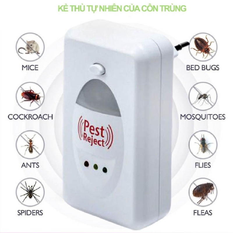 Thiết Bị Xua Đuổi Côn Trùng Pest Reject - Máy đuổi chuột Máy Đuổi Chuột, Gián, Kiến Bằng Sóng Âm An Toàn Cho Sức Khỏe Gi