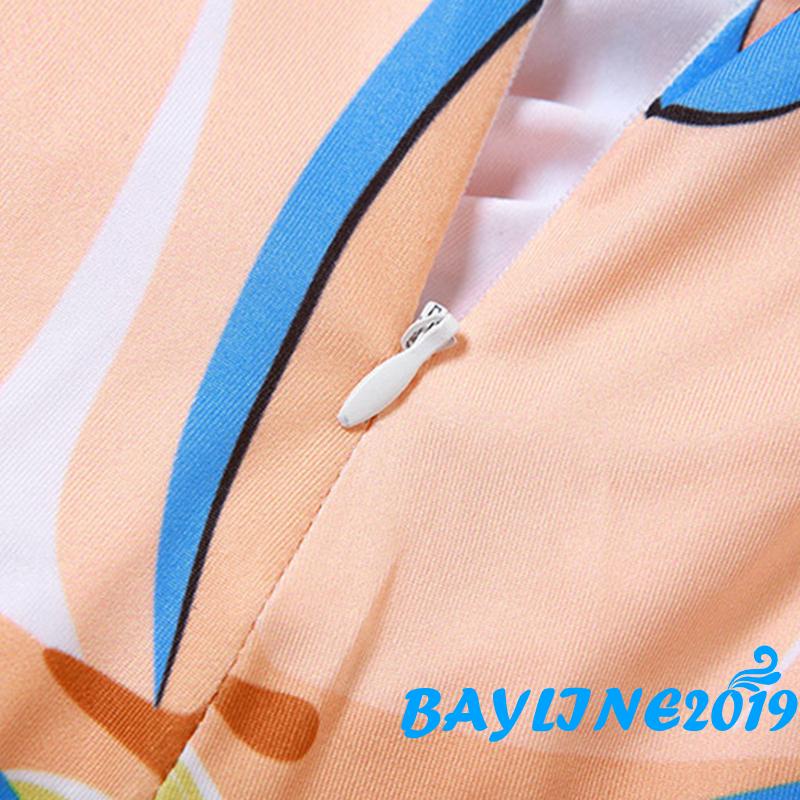 Bộ Đồ Bơi Áo Liền Thân Cổ Lọ Tay Ngắn Và Quần Dài Ôm Dáng In Họa Tiết Dành Cho Bạn Nữ Mặc