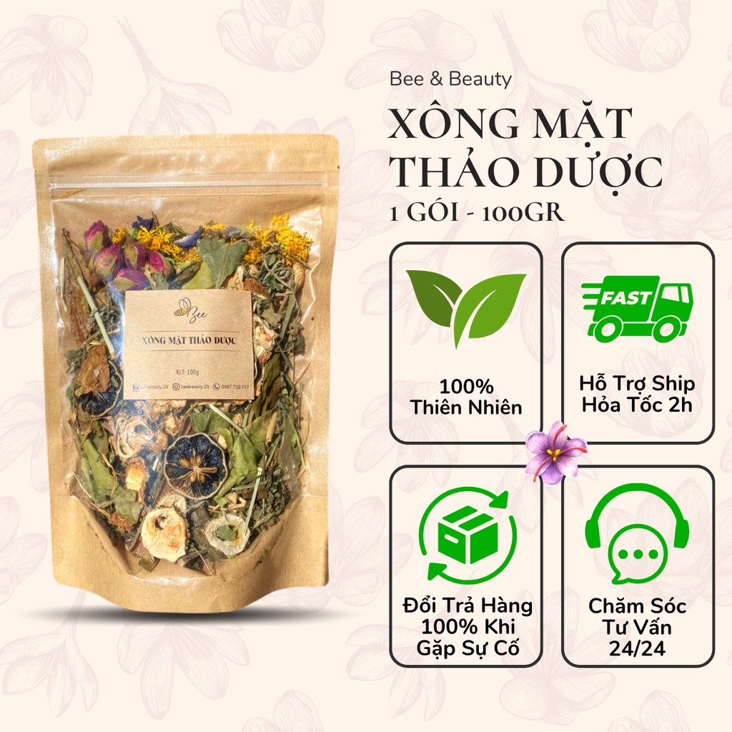 Thảo dược lá xông Beebeauty giải cảm phục hồi cơ thể - 1 bịch 100gr