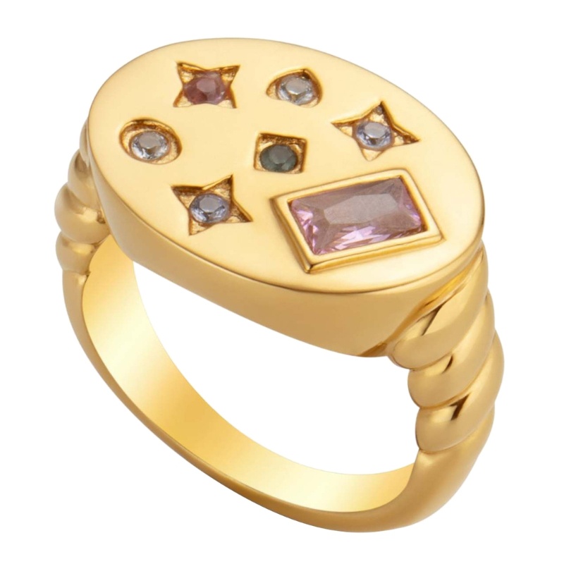 Nhẫn Kim Loại Đính Đá Zircon Nhiều Màu Cho Nữ