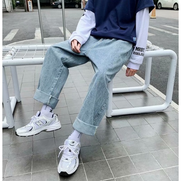 Quần jean dài dáng rộng thời trang Quần jean nam baggy phong cách Hàn Quốc thời trang thể thao giản dị unisex  jeans