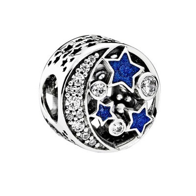 Hạt Xâu Chuỗi Bằng Hợp Kim DIY Màu Xanh Da Trời Đầy Sao