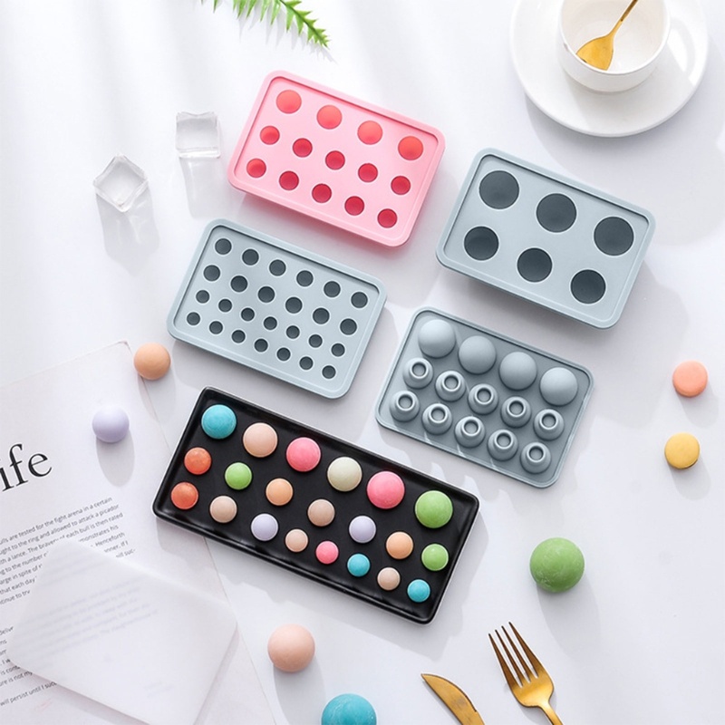 Khuôn Làm Đá Hình Cầu Bằng Silicone Có Nắp Đậy Tiện Lợi
