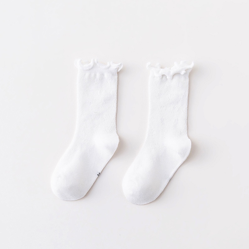 Vớ Cotton Dài Phối Ren Lưới Mỏng Thoáng Khí Co Giãn Màu Kẹo Ngọt Dễ Thương Dành Cho Bé Gái