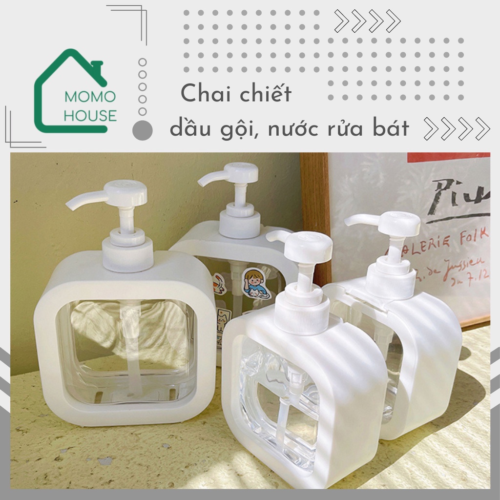 Chai Chiết Dầu Gội Sữa Tắm Trong Suốt MOMOHOUSE, Hộp Đựng Nước Rửa Tay, Nước Rửa Bát Đa Năng 300ml, 500ml